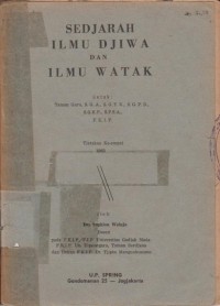 Image of Sejarah Ilmu Djiwa dan Ilmu Watak